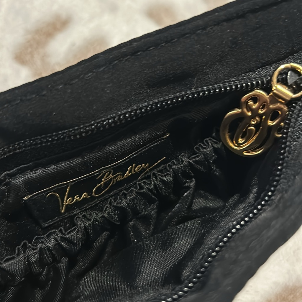 Authentic Vera Bradley Clutch Wristlet Black With Gold Hardware